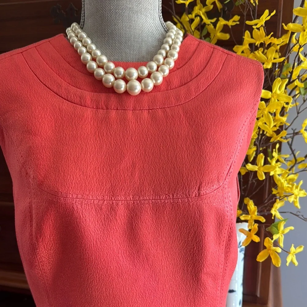 Tory Burch Coral Sleeveless Shift Dress Size 12 - Picture 1 of 13